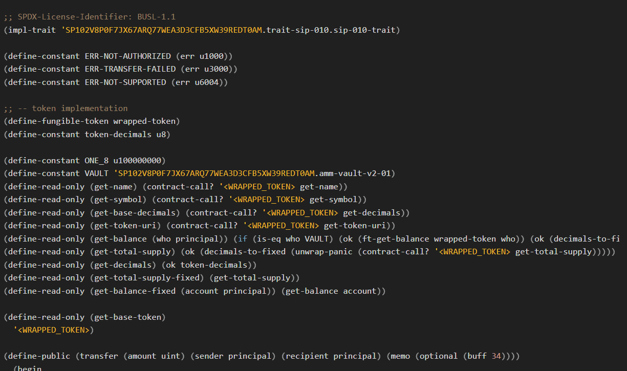 Template extract showing where WRAPPED_TOKENS would be added